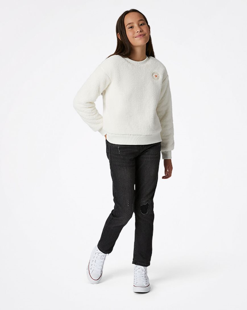 Mikiny Converse Sherpa Crewneck Dievcenske Béžové | SK OS5NU2